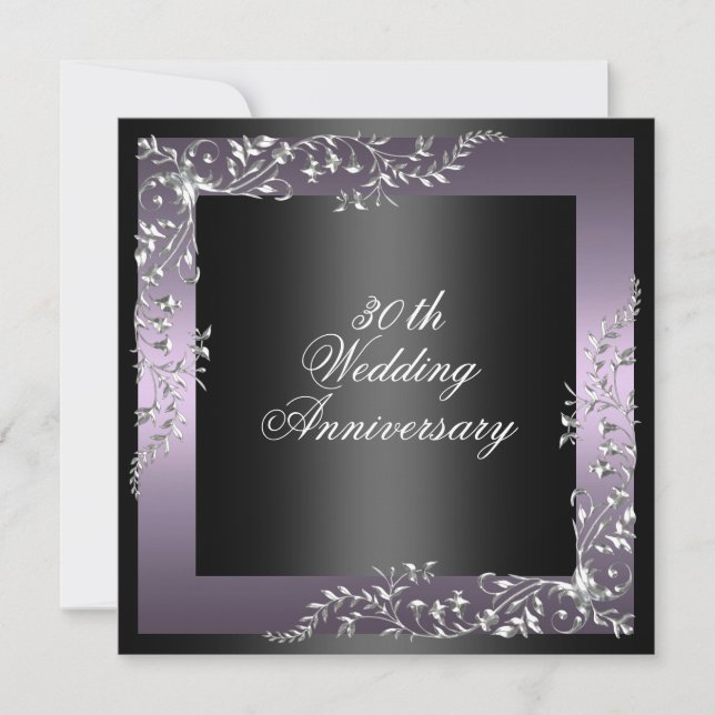 Elegant Purple mariage anniversaire Invitation (Devant)