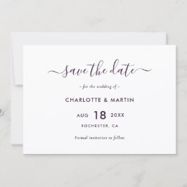 Elegant Purple Modern Script Wedding Save The Date