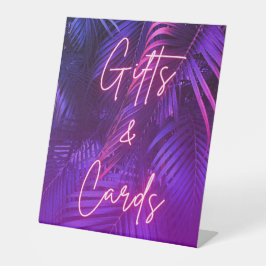 Elegant Purple Palm Leaf Gifts and Cards Pedestal Sockelschild