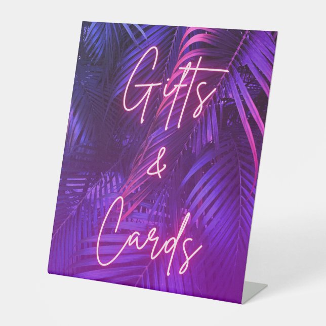 Elegant Purple Palm Leaf Gifts and Cards Pedestal Sockelschild (Vorderseite)