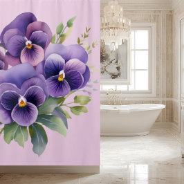 Elegant Purple Pansy Shower Curtain Duschvorhang