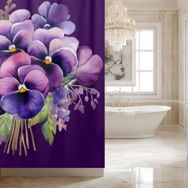 Elegant Purple Pansy Shower Curtain Duschvorhang (Von Creator hochgeladen)