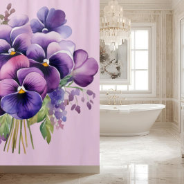 Elegant Purple Pansy Shower Curtain Duschvorhang