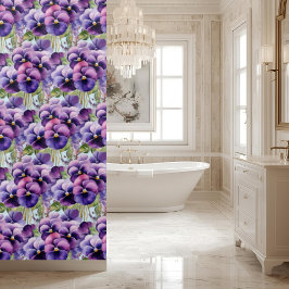 Elegant Purple Pansy Shower Curtain Duschvorhang