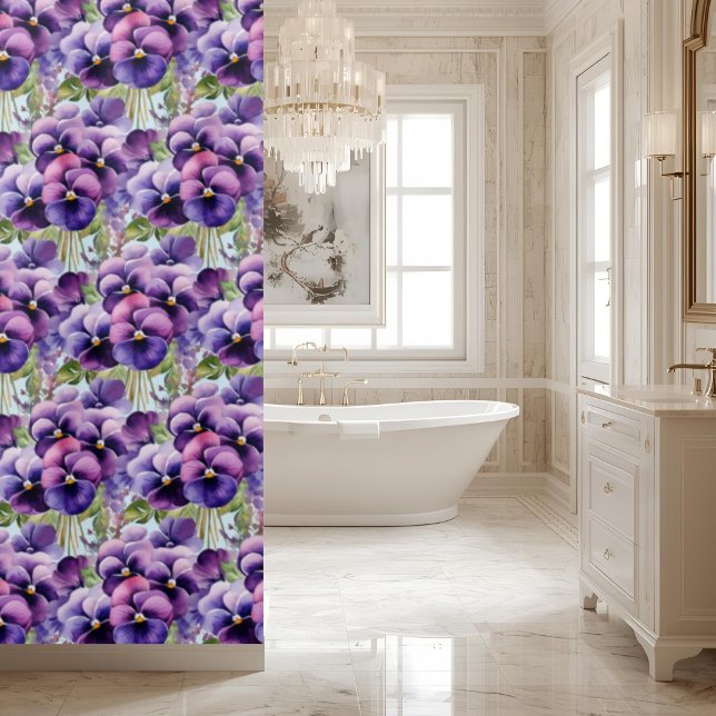 Elegant Purple Pansy Shower Curtain Duschvorhang (Von Creator hochgeladen)