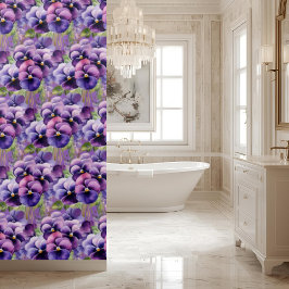 Elegant Purple Pansy Shower Curtain Duschvorhang
