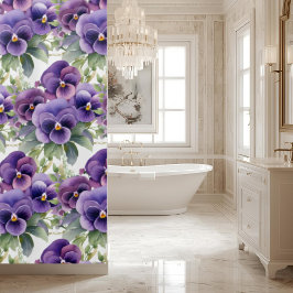 Elegant Purple Pansy Shower Curtain Duschvorhang