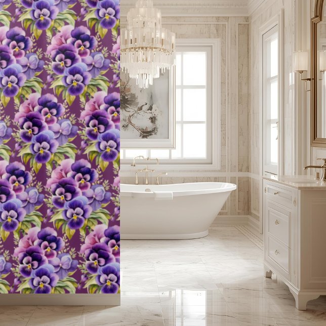 Elegant Purple Pansy Shower Curtain Duschvorhang (Von Creator hochgeladen)
