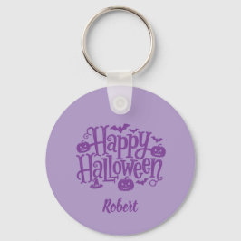 Elegant purple Personalized name Halloween Schlüsselanhänger