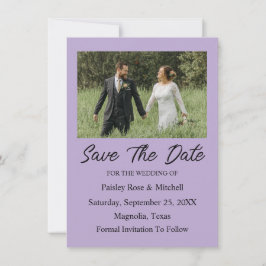 Elegant Purple Photo Wedding Save The Date Card