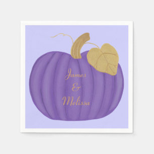 Elegant Purple Pumpkin Gold Leaf Wedding Serviette
