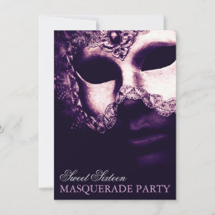 Élégant Purple Sweet 16 Invitations de la fête mas