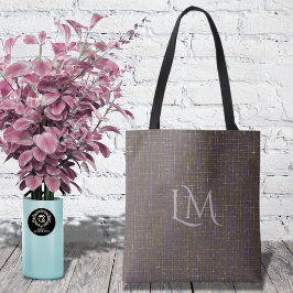 Elegant Purple Taupe Monogram with Subtle Sparkle Tasche