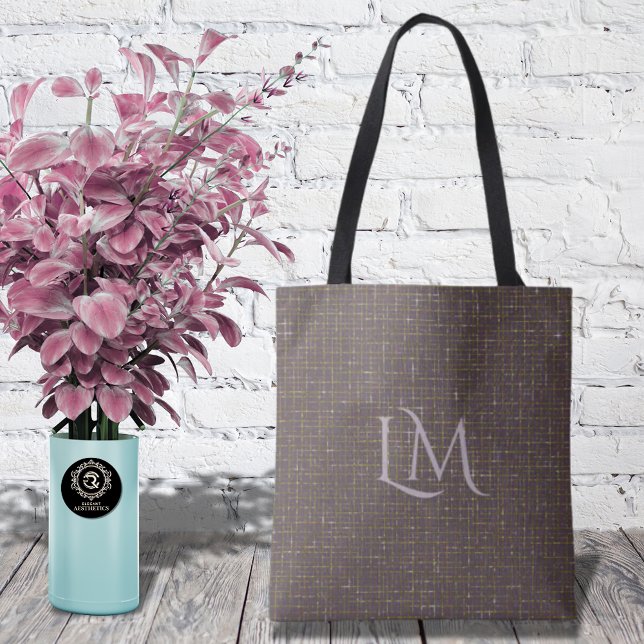 Elegant Purple Taupe Monogram with Subtle Sparkle Tasche (Von Creator hochgeladen)