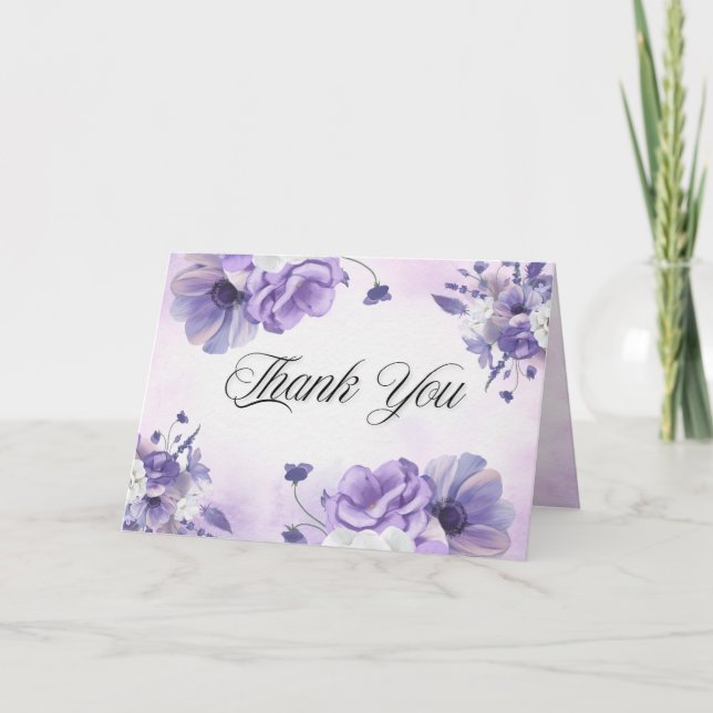 Elegant Purple Watercolor wedding Dankeskarte (Vorderseite)