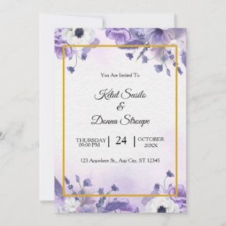 Elegant Purple Watercolor wedding Einladung