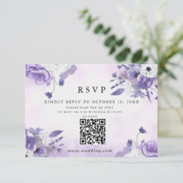 Elegant Purple Watercolor wedding RSVP Karte