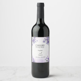Elegant Purple Watercolor wedding Weinetikett