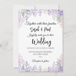 Elegant purple wisteria flower Wedding Einladung