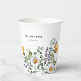 Elegant Purple Yellow Wildflower Wedding Pappbecher