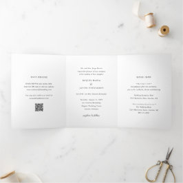 Elegant QR Code Classic Wedding Dreifach Gefaltete Einladung