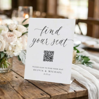 Elegant QR Code Digital Seating Chart Wedding Sockelschild