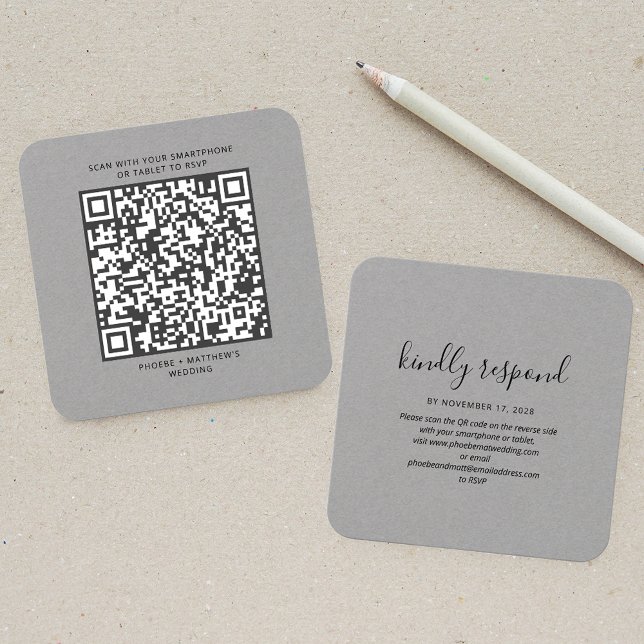 Élégant QR Code RSVP Mariage Website (Elegant QR Code RSVP Wedding Website Enclosure Card)