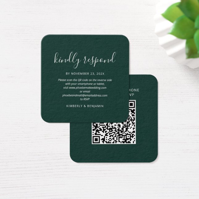 Elegant QR Code Wedding RSVP Card (Schreibtisch)