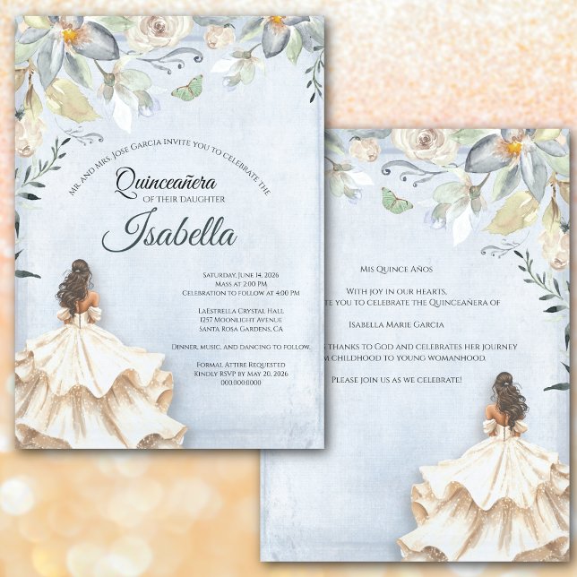 Elegant Quinceanera 15th Birthday Einladung (Mis Quince Años – Elegant Fifteen Invitation. Celebrate this milestone birthday.)
