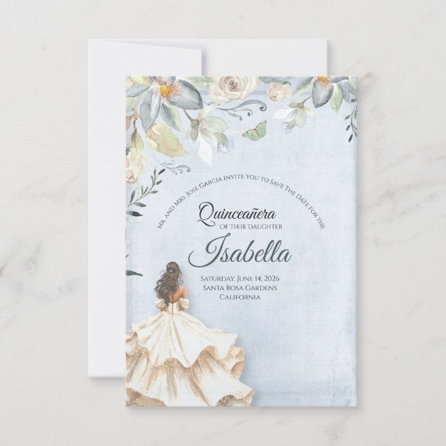 Elegant Quinceanera 15th Birthday Save The Date (Vorderseite)