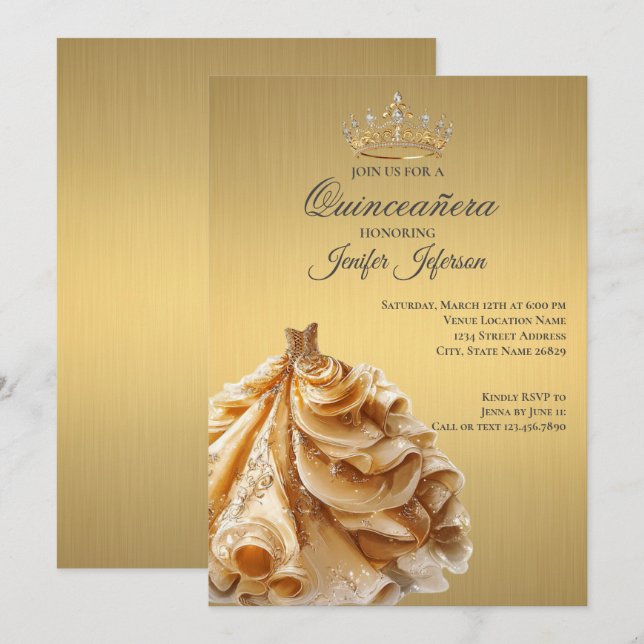 Elegant Quinceanera Einladung (Vorne/Hinten)