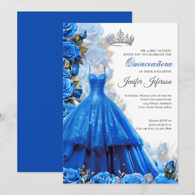 Elegant Quinceanera Einladung (Vorne/Hinten)