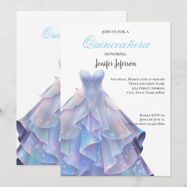 Elegant Quinceanera Einladung (Vorne/Hinten)