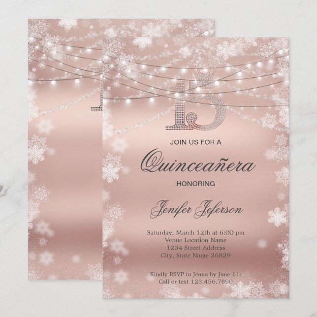 Elegant Quinceanera Einladung (Vorne/Hinten)