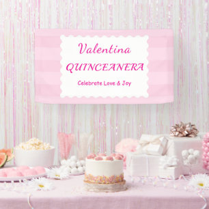 Elegant Quinceañera Floral Bouquet   Rosa und Weiß Banner