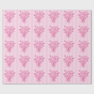 Elegant Quinceañera Floral Bouquet Rosa und Weiß Geschenkpapier