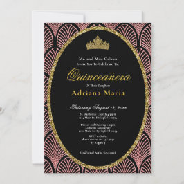 Elegant Quinceanera Invitation Pink Art Deco Einladung