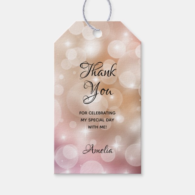 Elegant Quinceañera Pink Blush Gefallen Geschenkanhänger (Vorderseite)