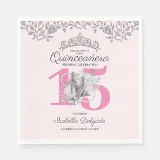 Elegant Quinceanera Princess Pink 15. Geburtstag i Serviette