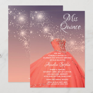 Elegant Quinceñera Gown Stars Einladungen