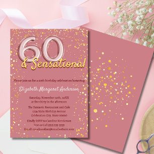 Elegant Raffinierte Roségold Glitter 60. Geburtsta Einladung