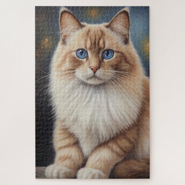 Elegant Ragdoll Cat Painting (Vertikal)
