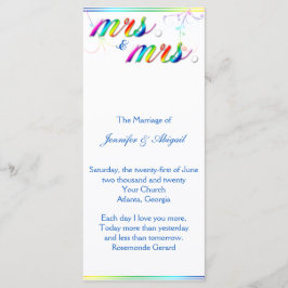 Élégant Rainbow Floral Gay Wedding Programme