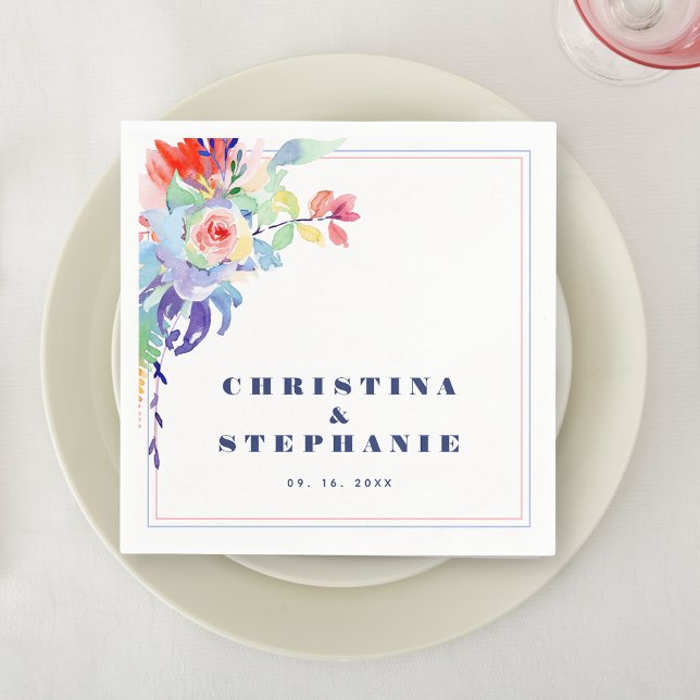 Elegant Rainbow Floral LGBTQ Wedding Serviette (Von Creator hochgeladen)