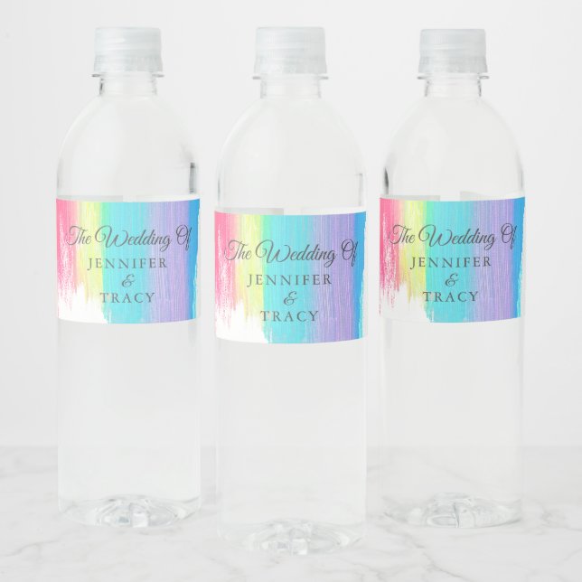 Elegant Rainbow LGBTQ Wedding Personalisiert Mini (Flaschen)