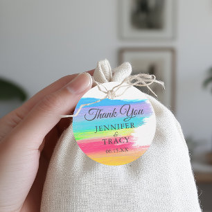 Elegant Rainbow Monogram LGBTQ Wedding Vielen Dank Geschenkanhänger