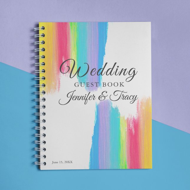 Elegant Rainbow Personalisiert LGBTQ Wedding Guest Notizbuch (Von Creator hochgeladen)