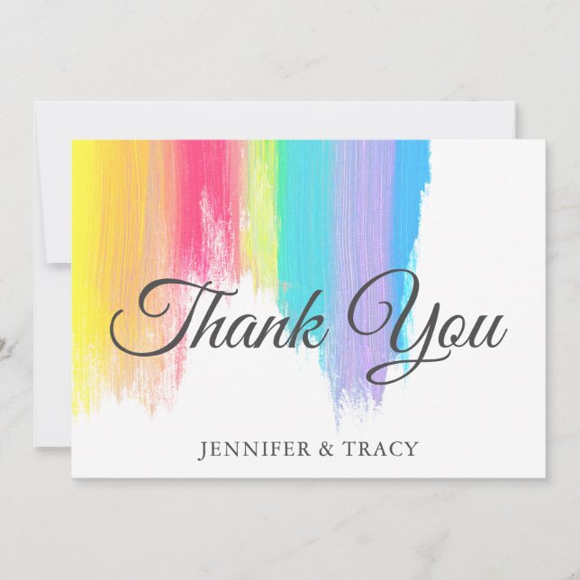 Elegant Rainbow Watercolor Vielen Dank Karte (Vorderseite)