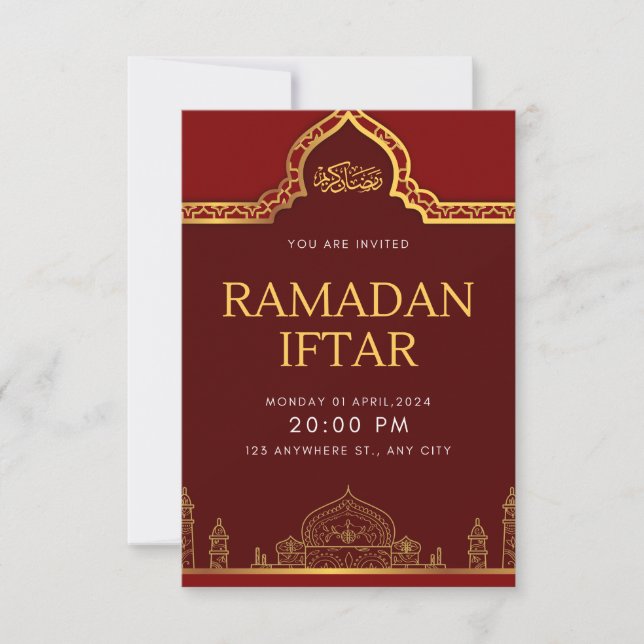 Elegant Ramadan Iftar Invitation | Modern Islamic  Karte (Vorderseite)