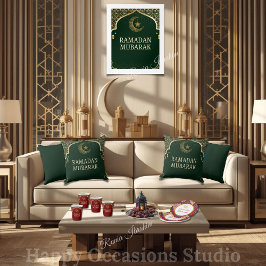 Elegant Ramadan Mubarak Throw Pillow Kissen